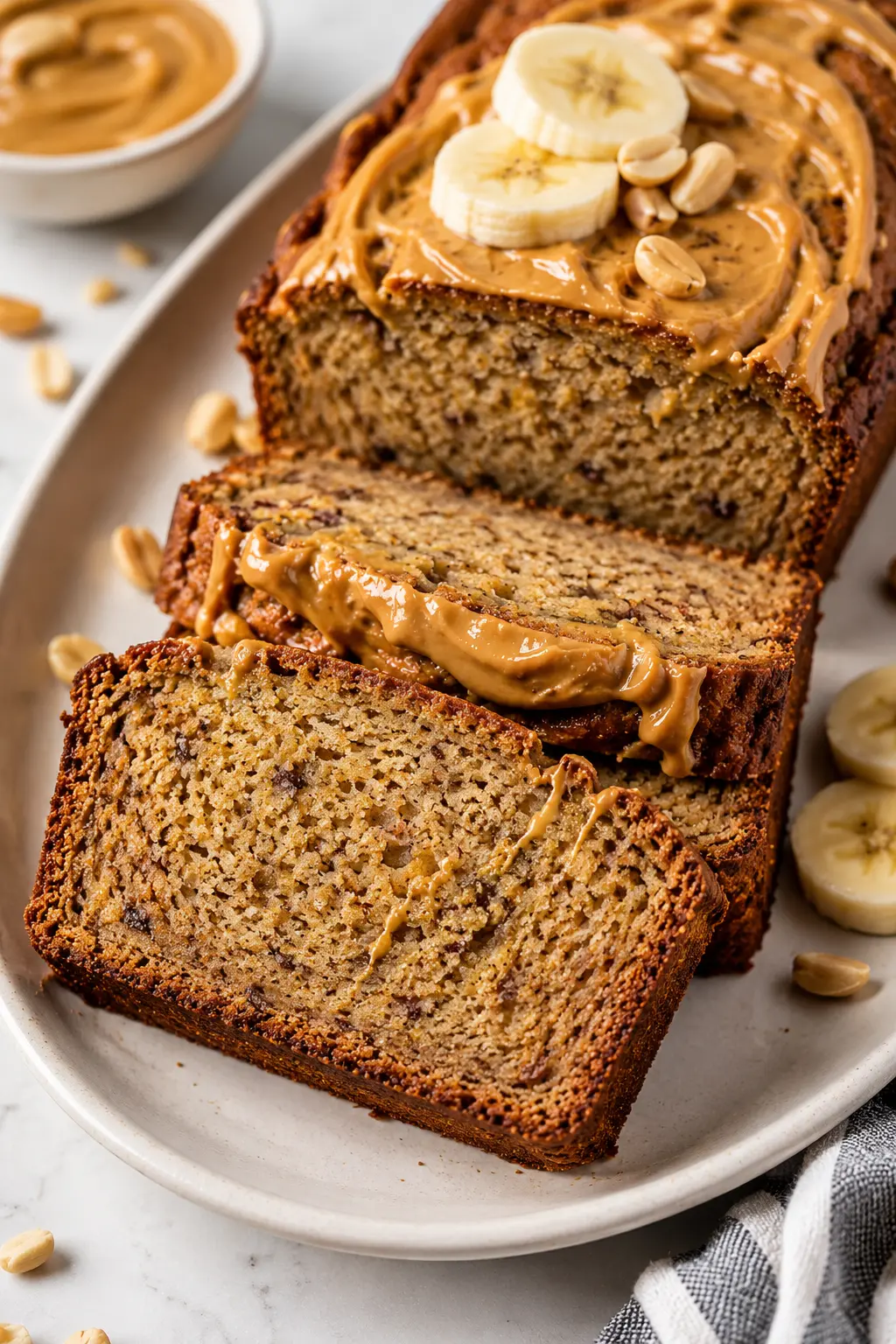 Peanut Butter Banana Bread Slices